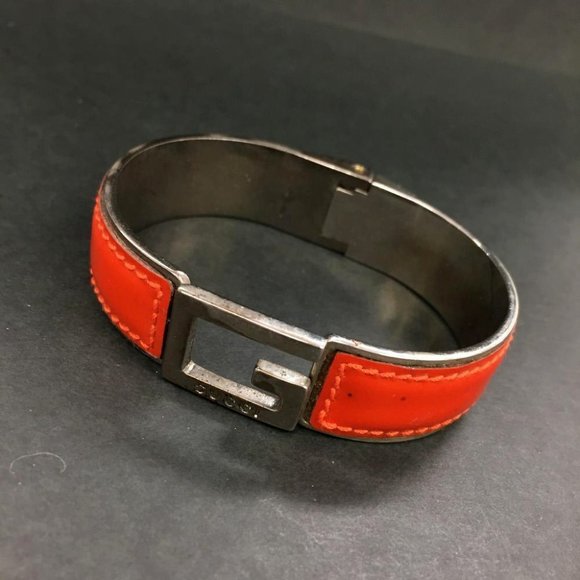 GUCCI G Logo Leather Bangle Bracelet /tz0948 - Picture 1 of 8